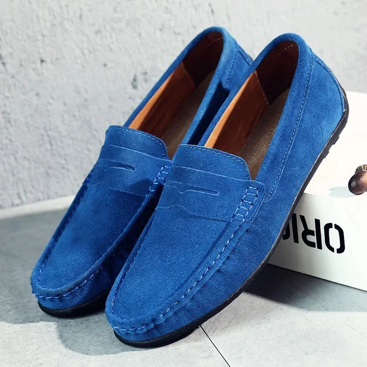 Oliver | Men's Velvet Loafers with Stitched Design