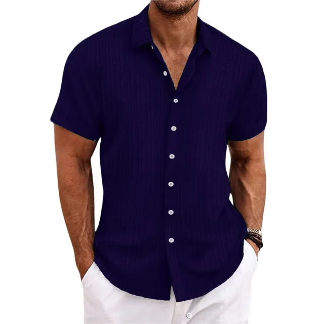 Tucker | Men's Ribbed Button Down Shirt with Short Sleeve