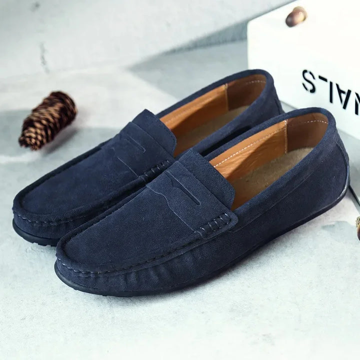 Oliver | Men's Velvet Loafers with Stitched Design