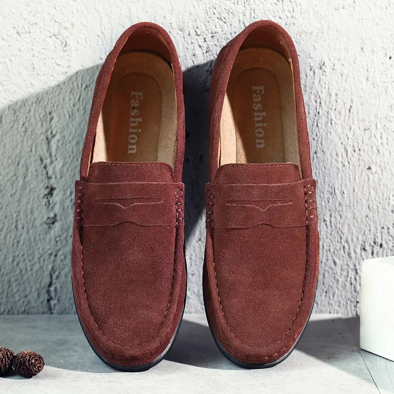 Oliver | Men's Velvet Loafers with Stitched Design
