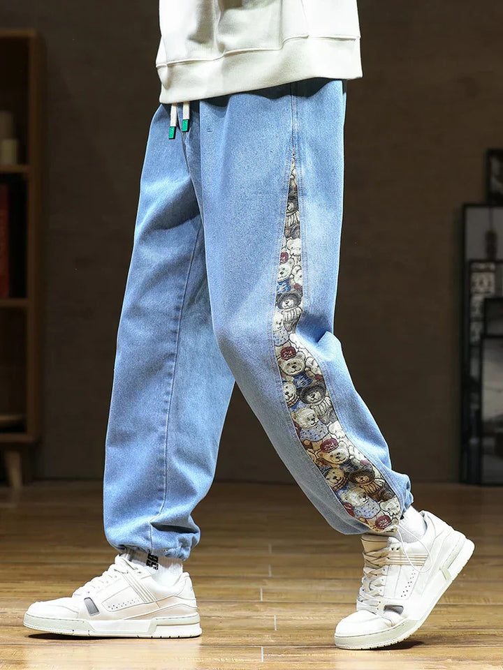 Mason | Men’s Denim Jogger Pants with Graphic Side Panel