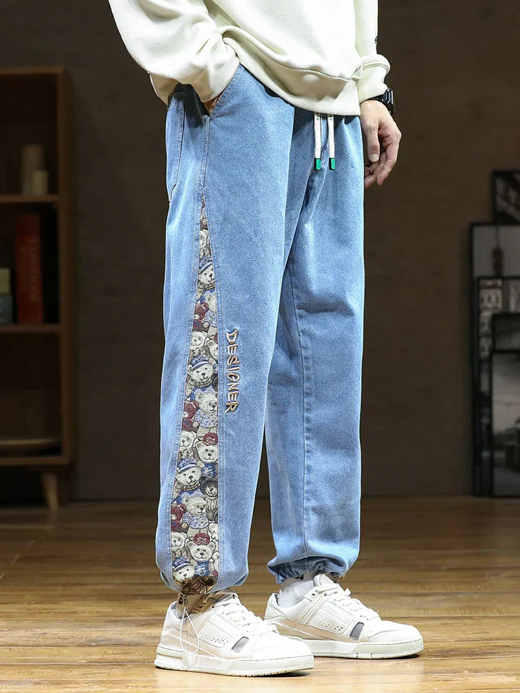 Mason | Men’s Denim Jogger Pants with Graphic Side Panel