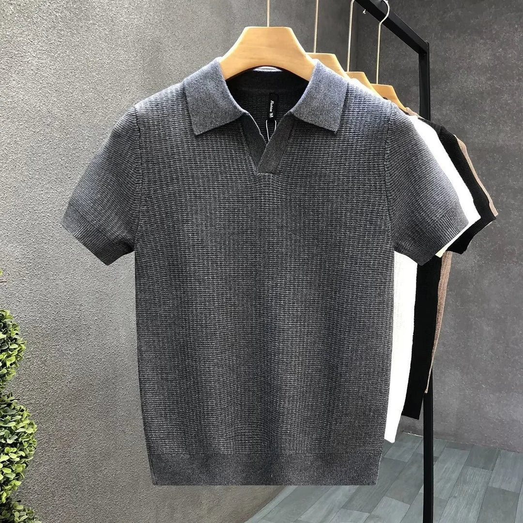 Calix | Men's Knit Short Sleeve Polo Shirt with V-neck