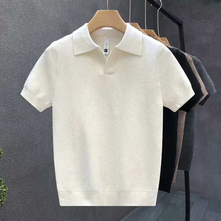 Calix | Men's Knit Short Sleeve Polo Shirt with V-neck