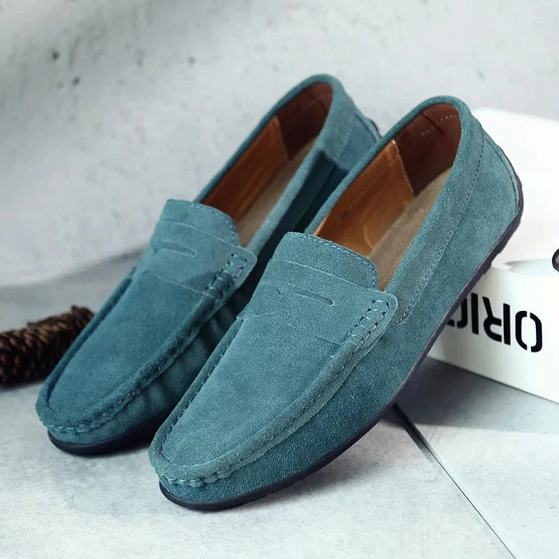 Oliver | Men's Velvet Loafers with Stitched Design