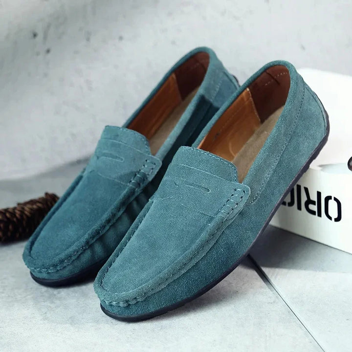 Oliver | Men's Velvet Loafers with Stitched Design