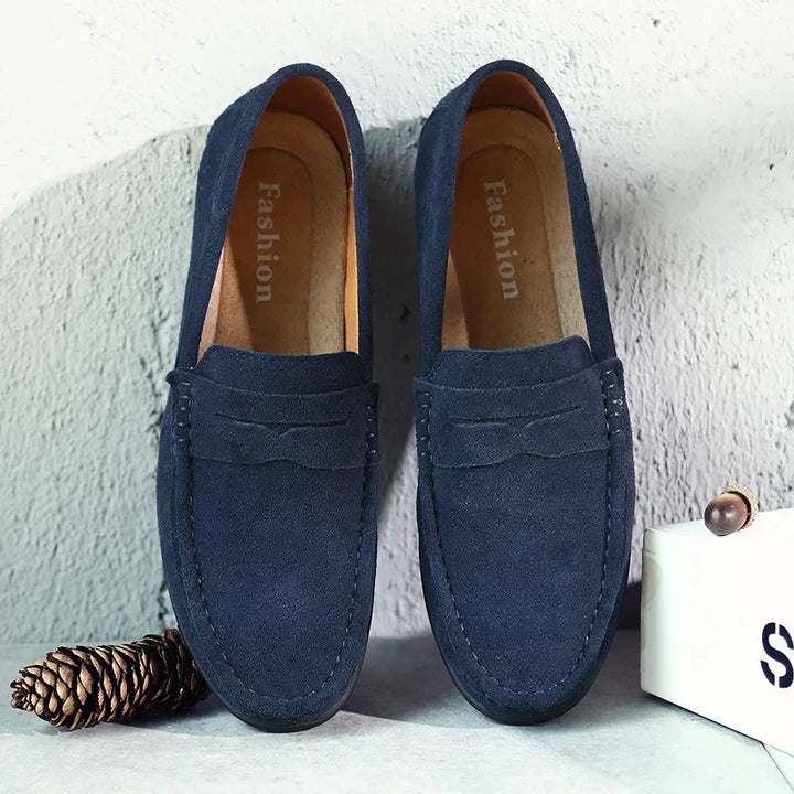 Oliver | Men's Velvet Loafers with Stitched Design