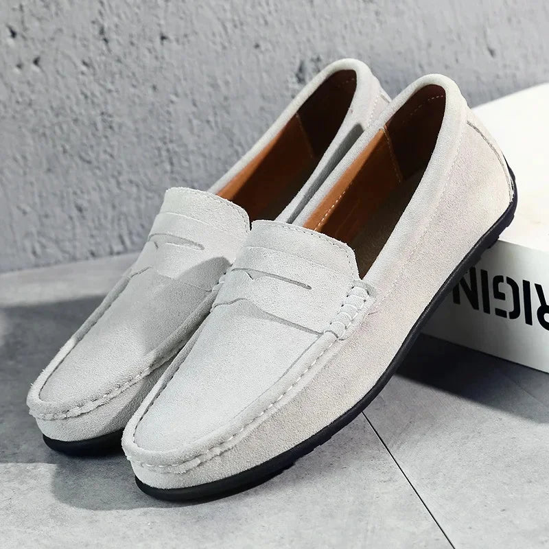 Oliver | Men's Velvet Loafers with Stitched Design