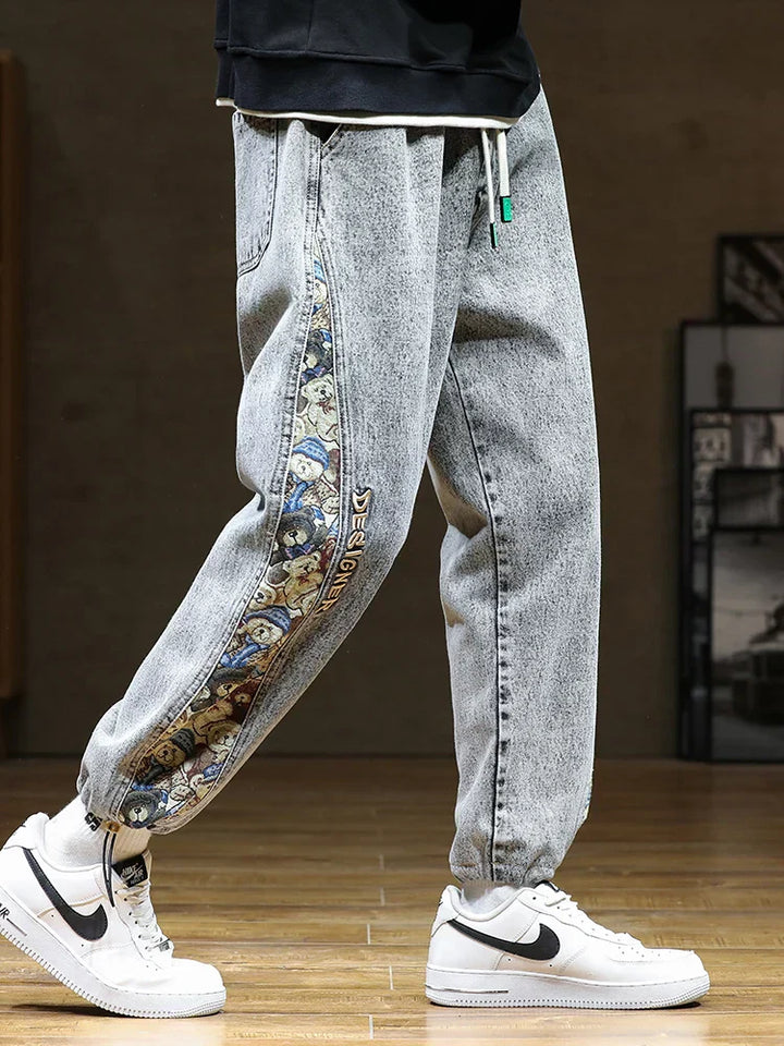 Mason | Men’s Denim Jogger Pants with Graphic Side Panel