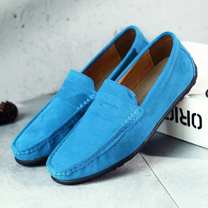 Oliver | Men's Velvet Loafers with Stitched Design