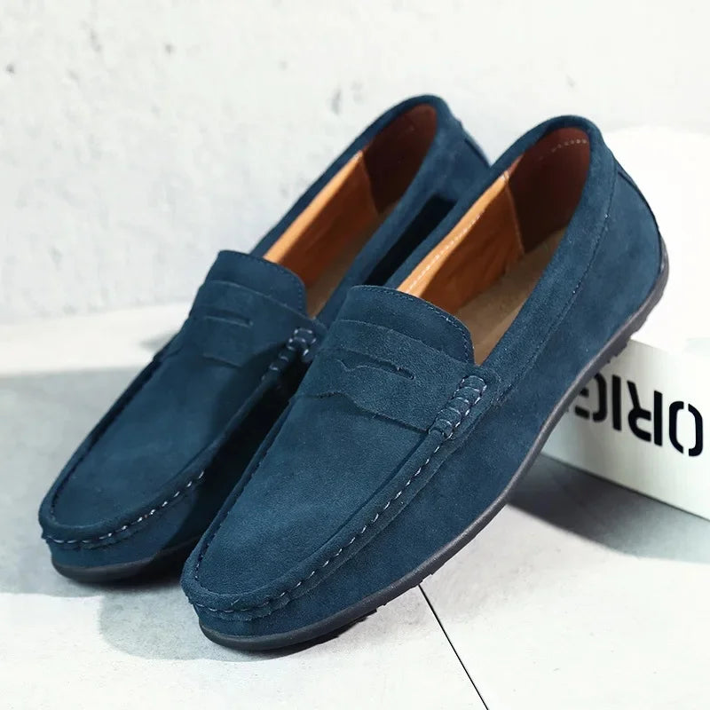 Oliver | Men's Velvet Loafers with Stitched Design