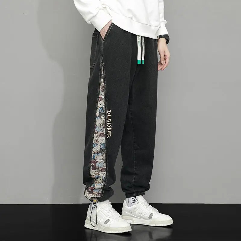 Mason | Men’s Denim Jogger Pants with Graphic Side Panel
