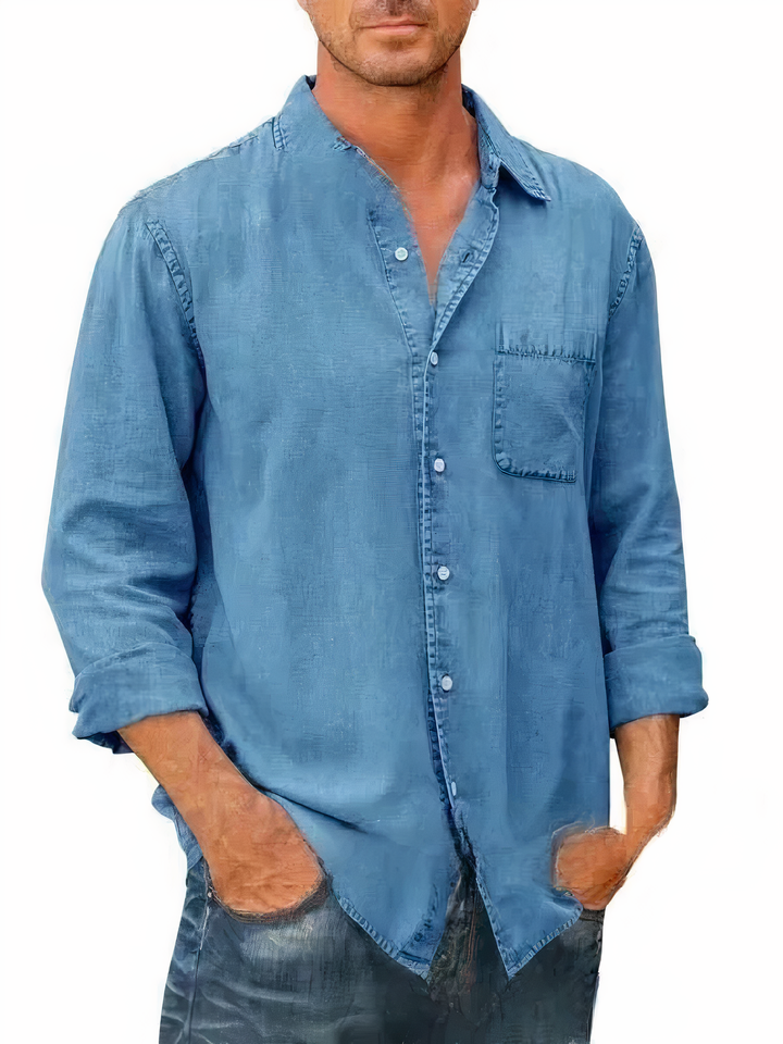 Alton | Men’s Denim Long-Sleeve Shirt with Chest Pocket