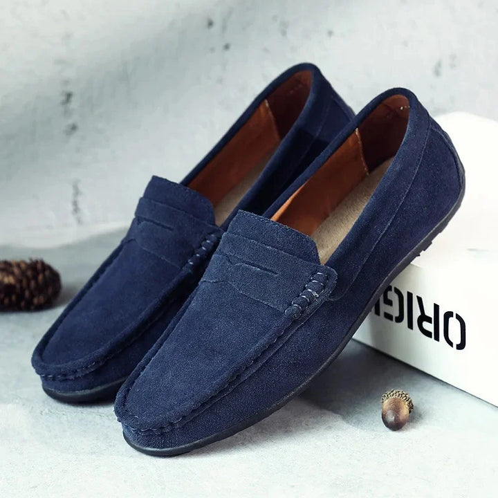 Oliver | Men's Velvet Loafers with Stitched Design