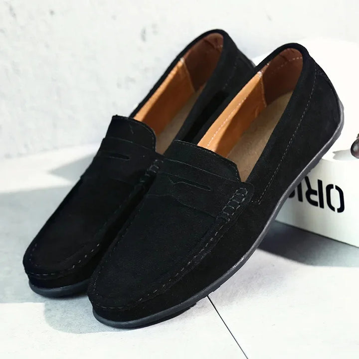 Oliver | Men's Velvet Loafers with Stitched Design