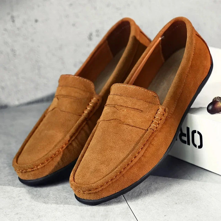 Oliver | Men's Velvet Loafers with Stitched Design