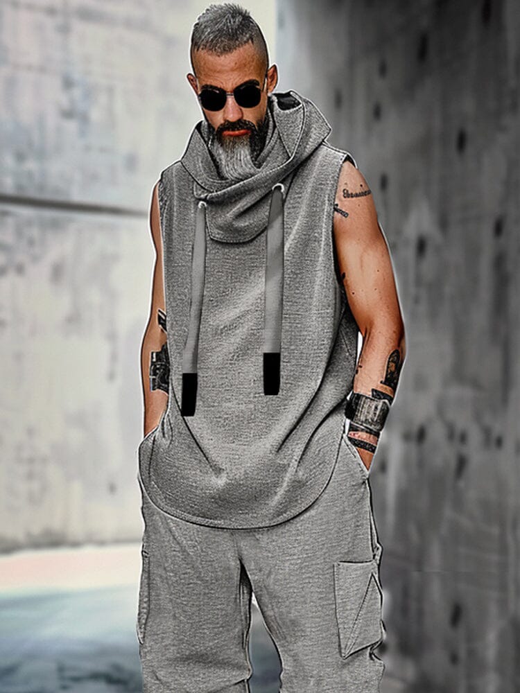 Dustin | Men's Two Piece Set with Sleeveless Hooded Top and Jogger Pants