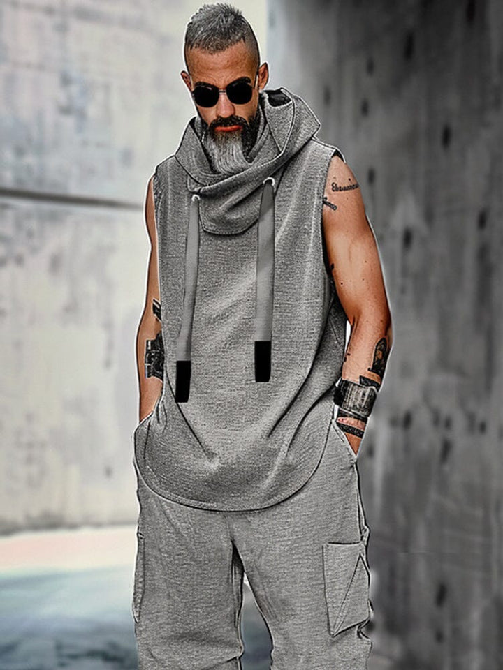 Dustin | Men's Two Piece Set with Sleeveless Hooded Top and Jogger Pants