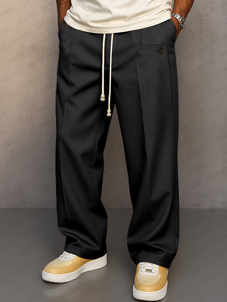 Damon | Men's Casual Wide Leg Pants with Drawstring