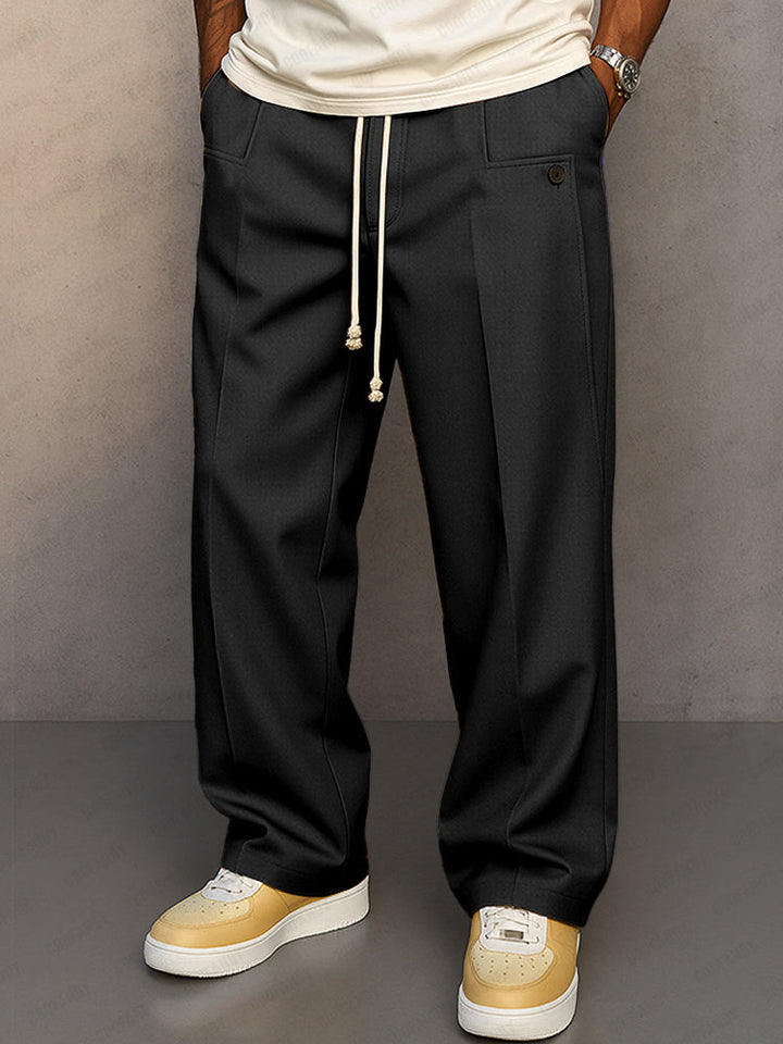 Damon | Men's Casual Wide Leg Pants with Drawstring