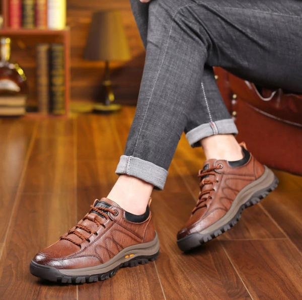 Harry | Men's Leather Lace-Up Sneakers with Grip Outsole