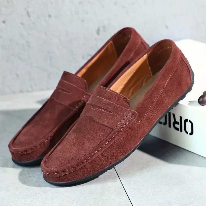 Oliver | Men's Velvet Loafers with Stitched Design