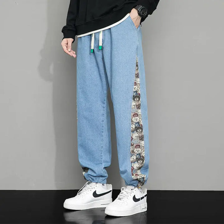 Mason | Men’s Denim Jogger Pants with Graphic Side Panel