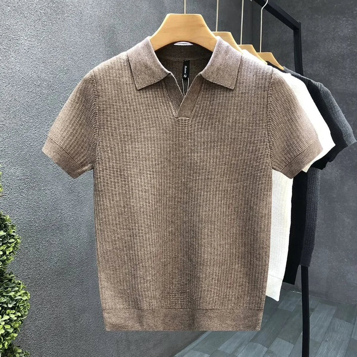Calix | Men's Knit Short Sleeve Polo Shirt with V-neck