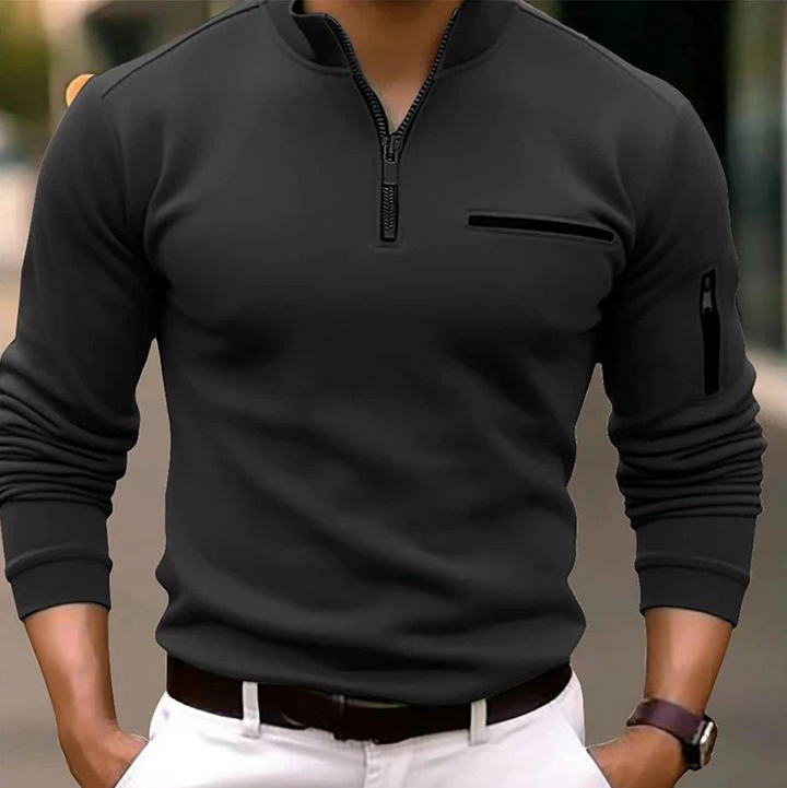 Jeremy | Men's Athletic Quarter Zip Sweater and Zipper Pockets