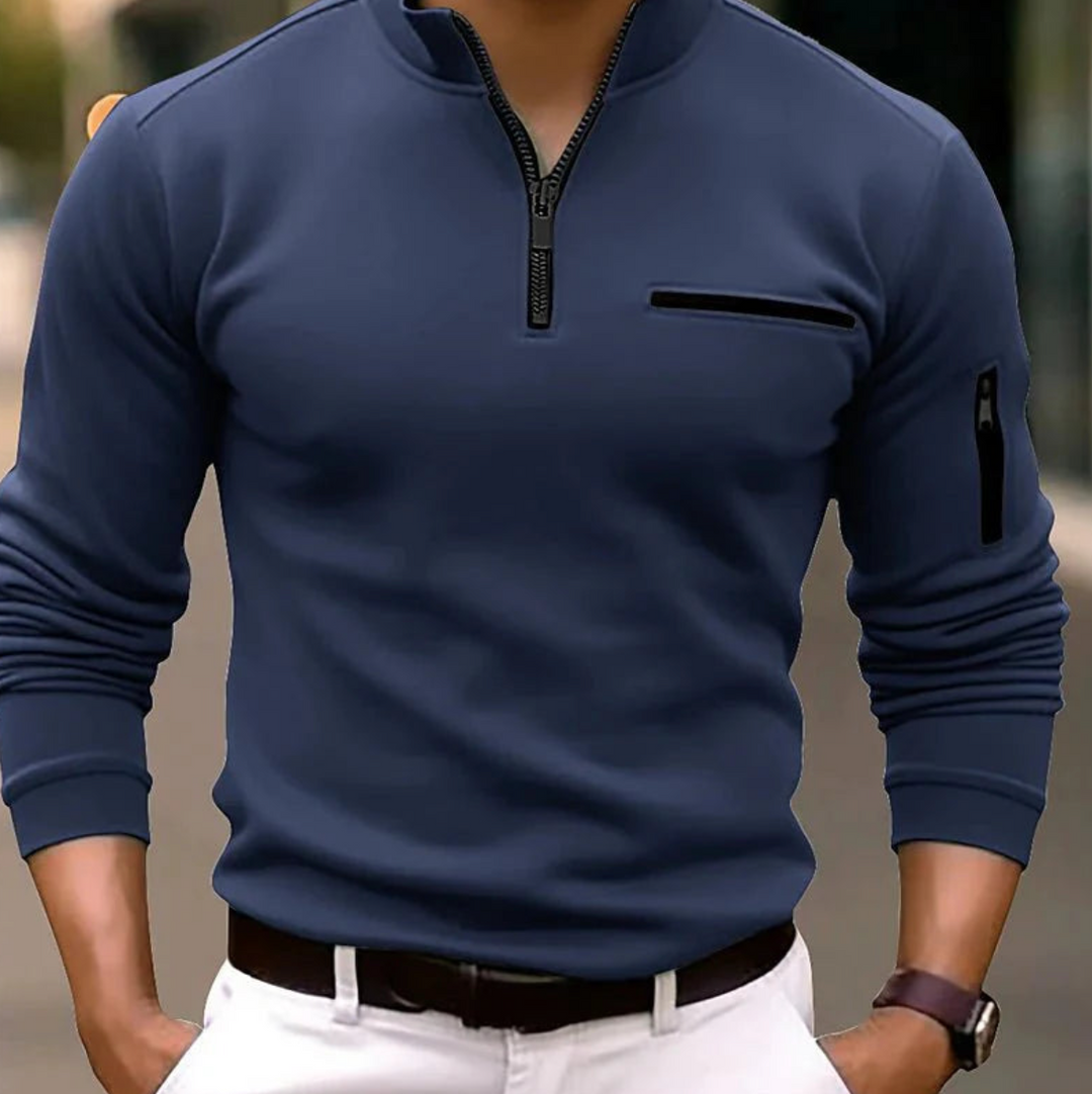 Jeremy | Men's Athletic Quarter Zip Sweater and Zipper Pockets