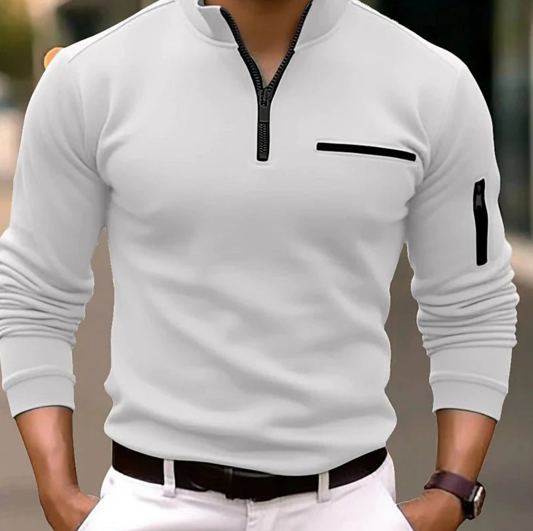 Jeremy | Men's Athletic Quarter Zip Sweater and Zipper Pockets