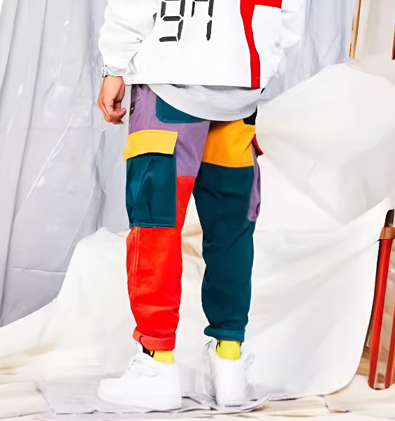 Eryk | Men’s Multicolor Slim Fit Cargo Pants with Drawstring
