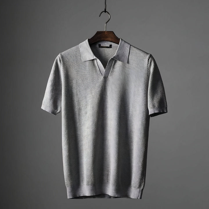 Lucas | Men’s Waffle Knit Polo Shirt without Buttons