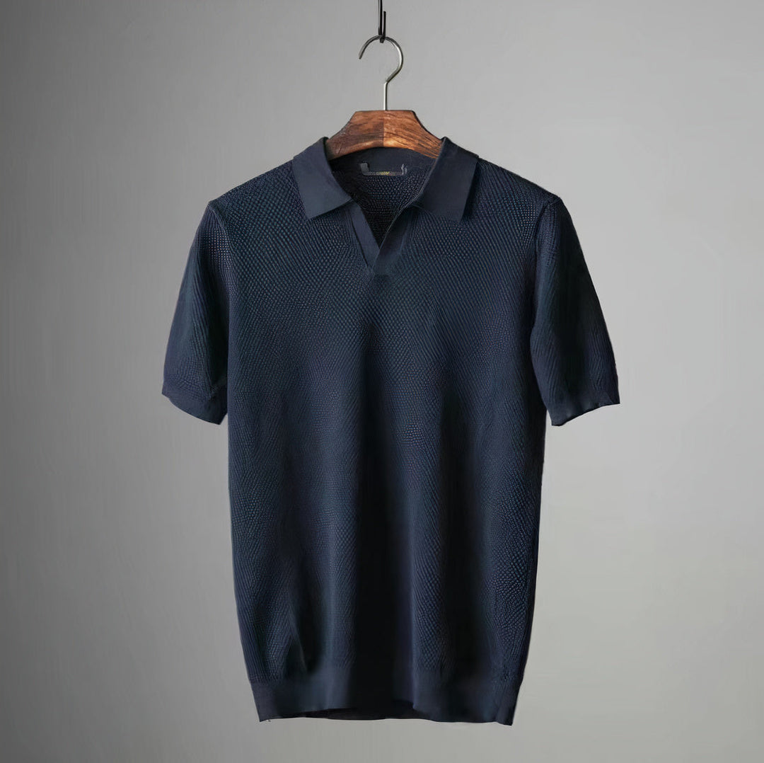Lucas | Men’s Waffle Knit Polo Shirt without Buttons