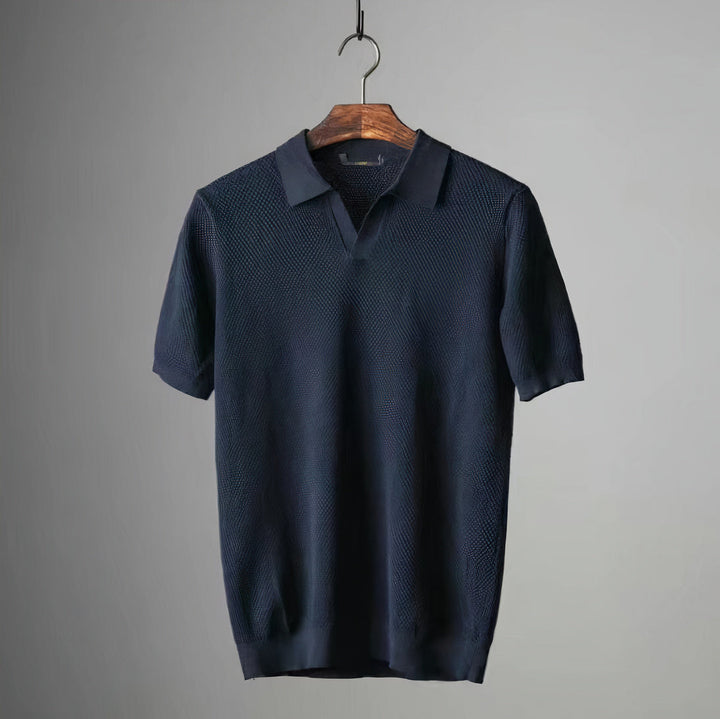 Lucas | Men’s Waffle Knit Polo Shirt without Buttons