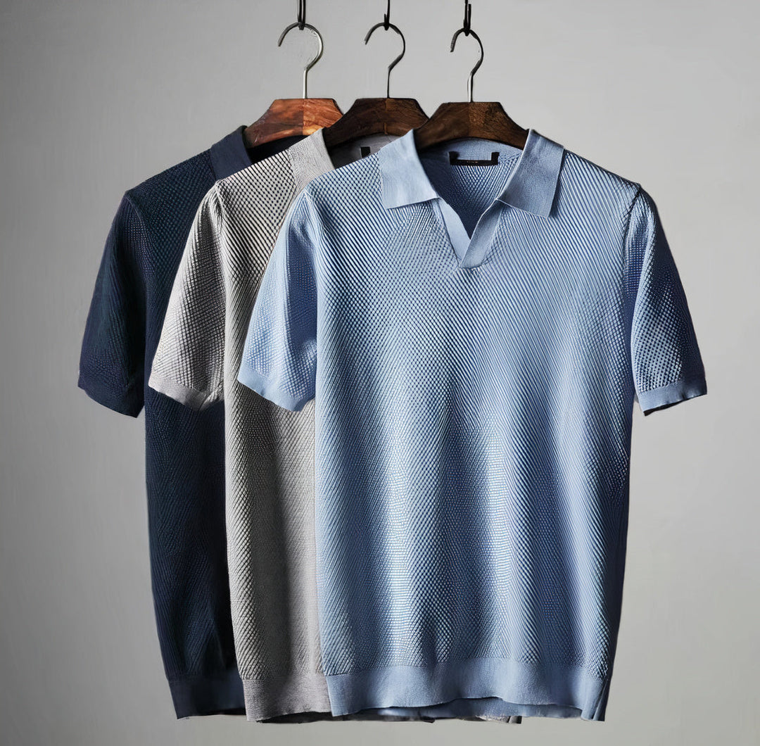 Lucas | Men’s Waffle Knit Polo Shirt without Buttons