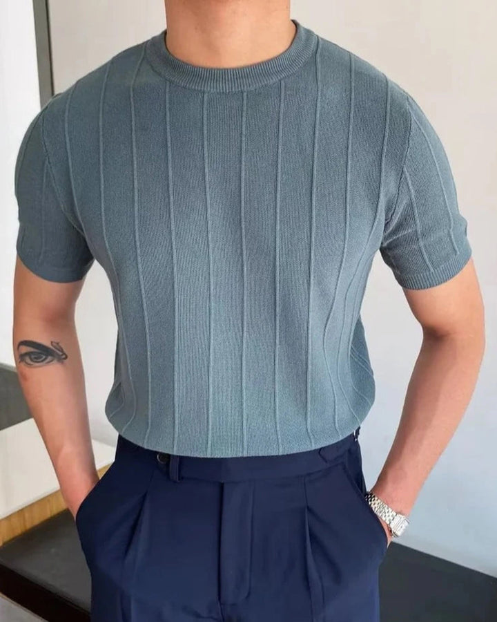 Bastian | Men's Crew Neck Kniited Shirt with Ribbed Style