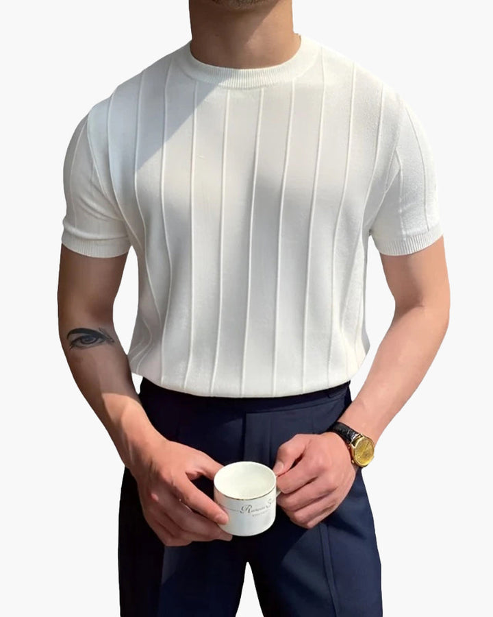 Bastian | Men's Crew Neck Kniited Shirt with Ribbed Style