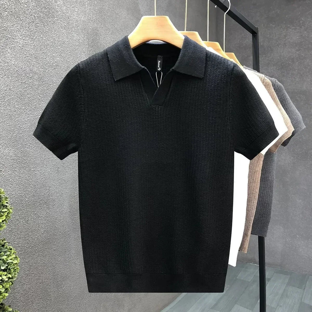 Calix | Men's Knit Short Sleeve Polo Shirt with V-neck