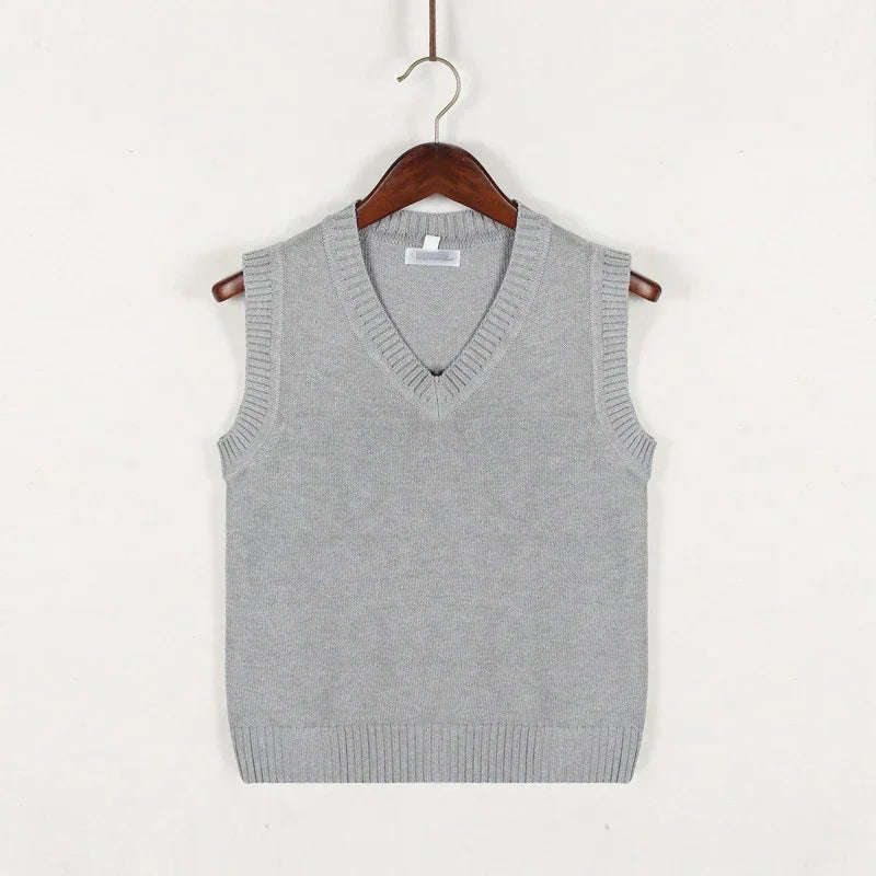 Calix | Men's V-neck Cable Knit Vest with Trim Striped
