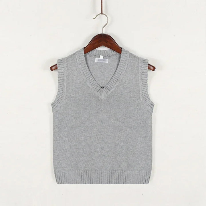 Calix | Men's V-neck Cable Knit Vest with Trim Striped