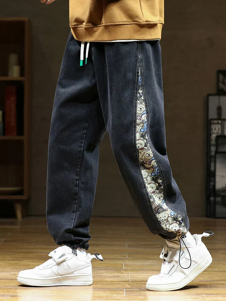 Mason | Men’s Denim Jogger Pants with Graphic Side Panel