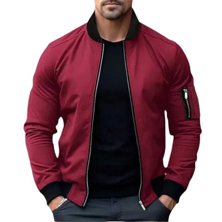 James | Men’s Slim Fit Zip-Up Bomber Jacket with Zip Up