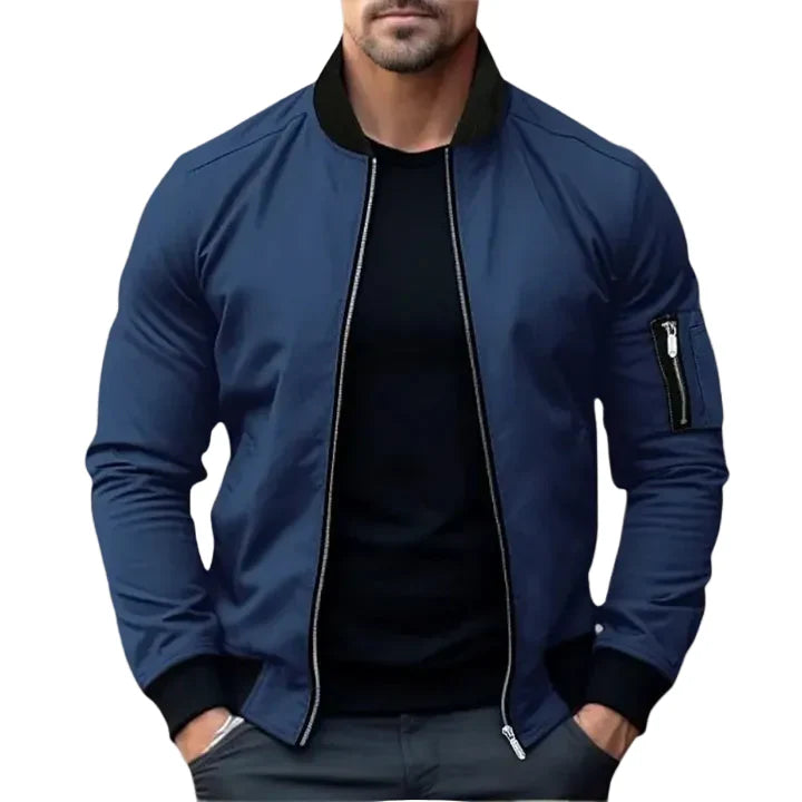 James | Men’s Slim Fit Zip-Up Bomber Jacket with Zip Up