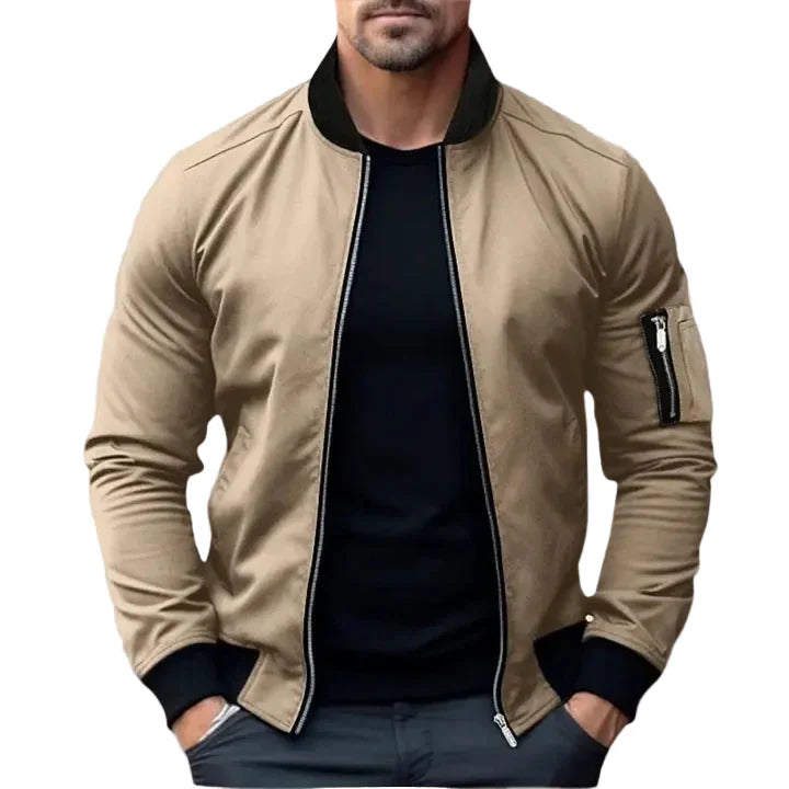 James | Men’s Slim Fit Zip-Up Bomber Jacket with Zip Up