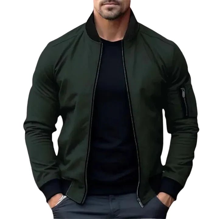 James | Men’s Slim Fit Zip-Up Bomber Jacket with Zip Up