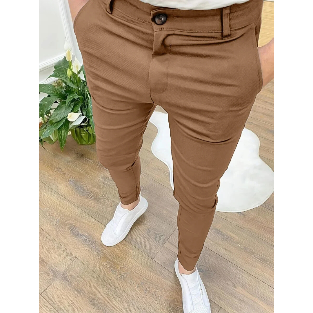 Warren | Men's Slim Fit Textured Tapered Trousers