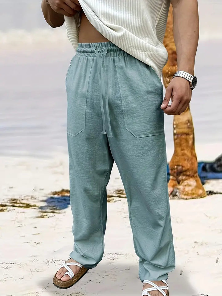 Zion | Men’s Drawstring Linen Trousers with Pockets