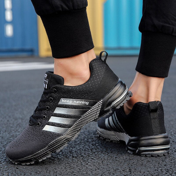 Aero | Men's Mesh Running Sneakers with Lace Up and Striped Style