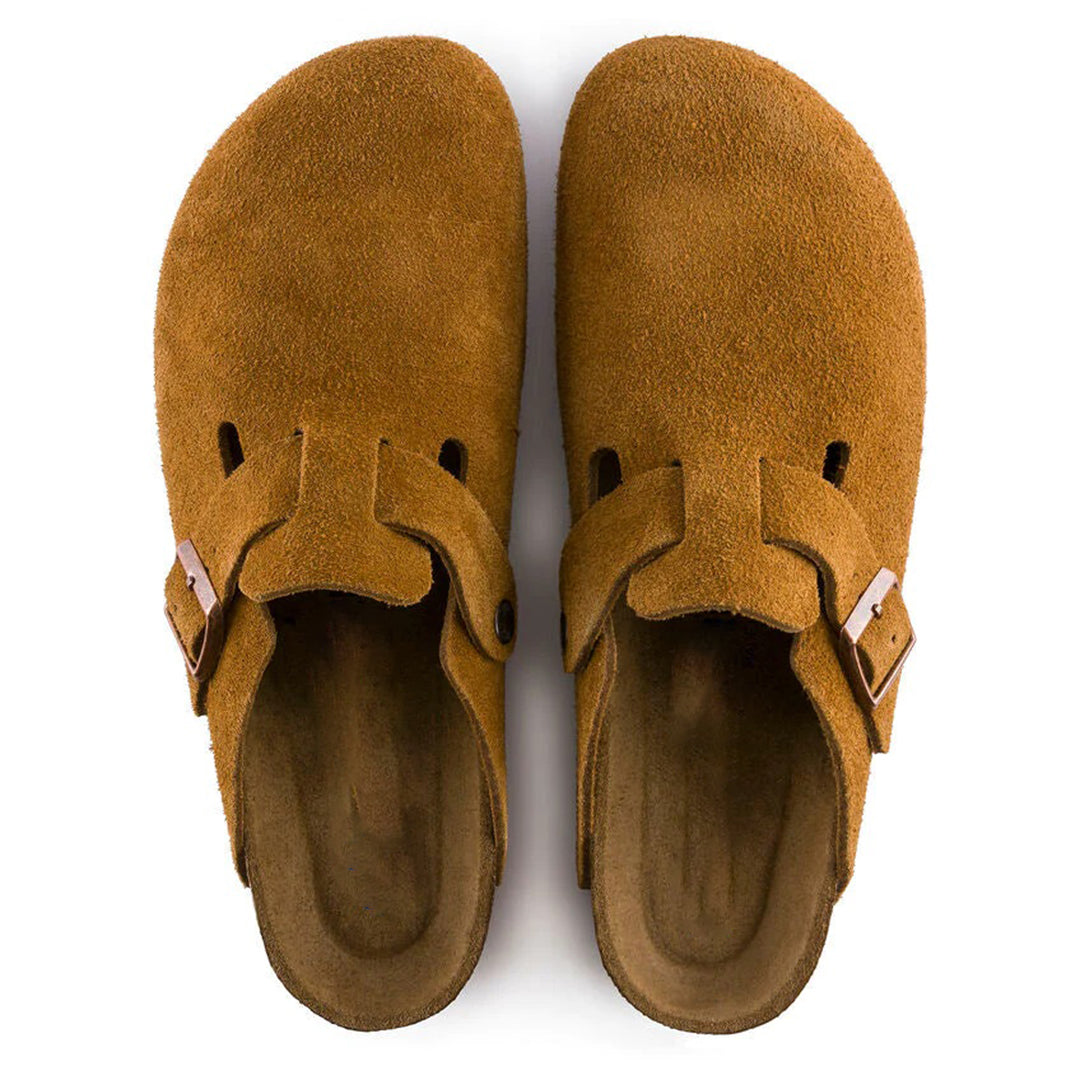 Brad | Men’s Buckle Style Suede Clog with Cork Footbed